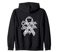 Courage Strength Hope Brain Cancer Awareness Ribbon Zip Hoodie