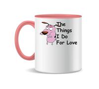 Courage The Cowardly Dog For Love Ceramic Tea and Coffee Mug, 330 ml, Magic White Pink Black 330 ml