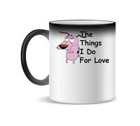 Courage The Cowardly Dog For Love Ceramic Tea and Coffee Mug, 330 ml, Magic White Pink Black 330 ml