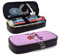 Courage The Cowardly Dog Leather Pencil Case Large Waterproof Pen Pencil Pouch Practical Bag with Zipper for Boys Girls Teens Adults School Work