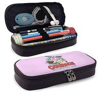 Courage The Cowardly Dog Leather Pencil Case Large Waterproof Pen Pencil Pouch Practical Bag with Zipper for Boys Girls Teens Adults School Work