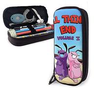 Courage The Cowardly Dog Leather Pencil Case, Personalized Pen Bag, Pencil Pouch, Pencil Bag Pen Box Stationery Bag,Multifunctional Box for Boys Girls