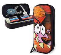 Courage The Cowardly Dog Leather Pencil Case, Personalized Pen Bag, Pencil Pouch, Pencil Bag Pen Box Stationery Bag,Multifunctional Box for Boys Girls