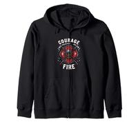 COURAGE UNDER Firefighter Emblem Zip Hoodie