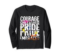 Courage Unleashed Pride Embraced Bold Typography Long Sleeve T-Shirt
