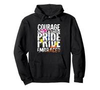 COURAGE UNLEASHED PRIDE EMBRACED Bold Typography Pullover Hoodie