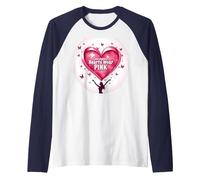 Courageous Hearts Wear Pink Butterfly Hope Empowerment Raglan Baseball Tee, Men, Navy/White, XL