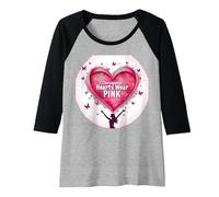 Courageous Hearts Wear Pink Butterfly Hope Empowerment Raglan Baseball Tee, Women, Black/Athletic Heather, L