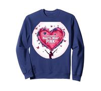Courageous Hearts Wear Pink Butterfly Hope Empowerment Sweatshirt, Adult Unisex, Navy, M