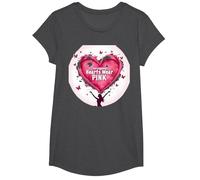 Courageous Hearts Wear Pink Butterfly Hope Empowerment T-Shirt, Girls, Dark Heather Grey, Large