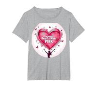 Courageous Hearts Wear Pink Butterfly Hope Empowerment T-Shirt, Women's Plus, Heather Grey, 2X