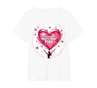 Courageous Hearts Wear Pink Butterfly Hope Empowerment T-Shirt, Women's Plus, White, 4X