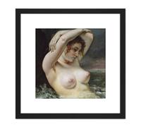 Courbet The Woman In The Waves Painting 8X8 Inch Square Wooden Framed Wall Art Print Picture with Mount Artery8 Black One Size