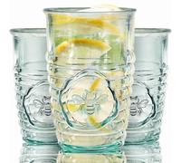 COURONNE CO. Clear Recycled Drinking Glass Tumbler, Perfect for Cocktails, Refreshments & Everyday Use, Restaurant Grade, Crafted without lead-based materials (11.2 Oz, Bee)
