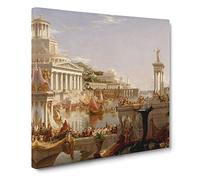 Course Of The Empire Consummation by Thomas Cole Classic Painting Canvas Wall Art Print Ready to Hang, Framed Picture for Living Room Bedroom Home Office Décor, 14x14 Inch (35x35 cm)