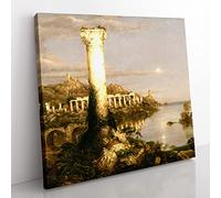 Course Of The Empire Desolation by Thomas Cole Classic Painting Canvas Wall Art Print Ready to Hang, Framed Picture for Living Room Bedroom Home Office Décor, 35x35 cm (14x14 Inch)