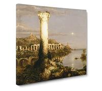 Course Of The Empire Desolation by Thomas Cole Classic Painting Canvas Wall Art Print Ready to Hang, Framed Picture for Living Room Bedroom Home Office Décor, 20x20 Inch (50x50 cm)