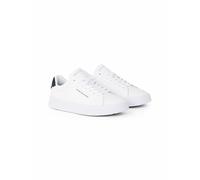 Tommy Hilfiger Men’s Detail Essential Leather Court Trainers, White (White/Desert Sky), 8