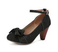 Court Shoes for Women Accent Detail Sturdy Lift Low Front Denim Piece Seasonal Comfy Feel Retro Fashion Work Court Shoes
