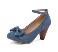Court Shoes for Women Accent Detail Sturdy Lift Low Front Denim Piece Seasonal Comfy Feel Retro Fashion Work Court Shoes