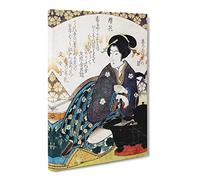 Courtesan Drinking Tea By Yashima Gakutei Asian Japanese Canvas Wall Art Print Ready to Hang, Framed Picture for Living Room Bedroom Home Office Décor, 30x20 Inch (76x50 cm)
