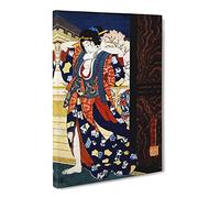 Courtesan Fixing Her Hair By Tsukioka Yoshitoshi Canvas Print | Gallery Wrapped 30mm Frame Wall Art | 24x16 inches | Ready to Hang | Asian Picture | Living Room Bedroom Lounge Office