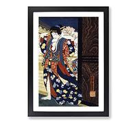 Courtesan Fixing Her Hair by Tsukioka Yoshitoshi Framed Print | A2 Black Framed Wall Art | Ready to Hang | Modern Nature Picture | Living Room Bedroom Lounge Office