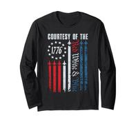 Courtesy Of The Red White And Blue Vintage America US Flag Long Sleeve T-Shirt