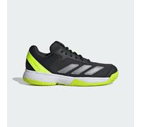 adidas Courtflash Kids Tennis Shoes, Carbon/Iron Metallic/Lucid Lemon, 12.5 UK Child