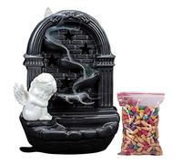 courti Backflow Incense Burner Cupid Angel LED Aromatherapy Oven Backflow Censer Backflow With 50 Reflux Incense Cones, Backflow Censer Holder Waterfall Made Of Resin