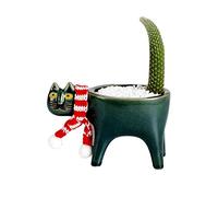 courti Cat Planter,Ceramic Animal Planter Pots, Cute Cat Cactus Flowerpot, Cartoon Animal Ceramic Bonsai Holder Planter Plant Container
