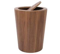 courti Wood Trash Can With Swing Lid,round Kitchen Garbage Can,japanese Small Waste Bin Wastebasket For Office Bathroom Livingroom A 19x19x30cm(7x7x12inch)