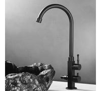 Courtyard All Copper Antique tap Antifreeze Single Cold Vintage Wash Bin Marble Stone Basin Outdoor Garden, Black Square
