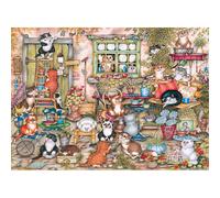 Gibsons Courtyard Cats 1000 Piece Jigsaw Puzzle for Adults Fun Animals Cartoon Artwork | Sustainable | Premium 100% Recycled Board | Great Gift | Gibsons Games