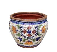 Courtyard Hand-Painted Ceramic Large Flower Pots Villa Outdoor Garden Decor Plant Pots Corridor Aislepe Container Vase Home Balcony Terrace Classical Potss (Ma Zhuolika Small)