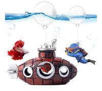 CousDUoBe New Upgrade Floating Fish Tank Decoration, Cute Retro Submarine Set and Floating Diver,Three Float Balls, Aquarium Decorations Resinous Betta Fish Tank Accessories