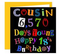 Cousin 18th Happy Birthday Card - 6,570 Days Young - What A Kerfuffle Design - 18 Today