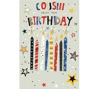 Cousin Birthday Card - Coloured Candles Writing Stars with Gold Foil 7.75x5.25
