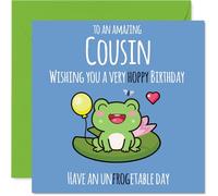 Cousin Birthday Card - Cute Frog - Happy Birthday Card for Cousin from Family Relative, 145mm Bday Greeting Cards