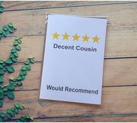 Cousin Birthday Card - Decent Would Recommend - Fun Novelty Sarcastic Greetings Card