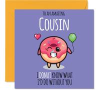 Cousin Birthday Card - Donut What I'd Do - Happy Birthday Card for Cousin from Family Relative, 145mm cute donut Bday Greeting Cards
