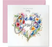 Cousin Birthday Card - Heart of Flowers - Happy Birthday Card for Cousin from Family Relative, 145mm Floral Bouquet Greeting Cards