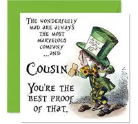 Cousin Birthday Card - Mad as a Hatter - Happy Birthday Card for Cousin from Family Relative, 145mm vintage storybook Bday Greeting Cards