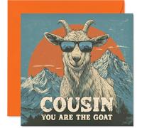 Cousin Birthday Card - You Are The Goat - Happy Birthday Card for Cousin from Family Relative, 145mm Funny Animal Bday Greeting Cards