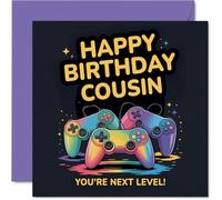 Cousin Birthday Card - Youre Next Level - Happy Birthday Card for Cousin from Family Relative, 145mm video game controller design Bday Greeting Cards