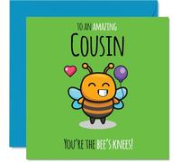 Cousin Birthday Card - Youre The Bees Knees! - Happy Birthday Card for Cousin from Family Relative, 145mm cute bee Bday Greeting Cards
