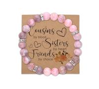 Cousin Birthday Christmas Gifts for Women Natural Stone Bracelet for Cousins Friendship Gifts for Women Pink Beaded Bracelets from Cousins Bracelets Gift for Woman Long Distance Relationship Gifts