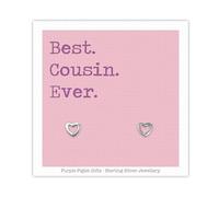 Cousin Birthday Heart Earrings Gift Card Sterling Silver 925 Solid Boxed Jewellery Cuz - Best Cousin Ever