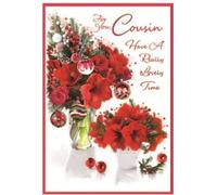 Cousin Christmas Card - Festive Scene Female Her Ladies - Size: 7.5" x 5.25" D