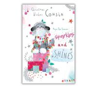 Cousin Christmas Card Modern Cute Dog Gifts 7.5" x 5" Lovely Verse